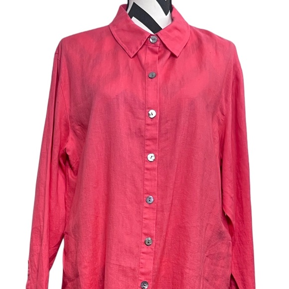 Chico's Vintage 100% Linen Breathable Sz 3 Button Down Front Tunic Top - Picture 2 of 11